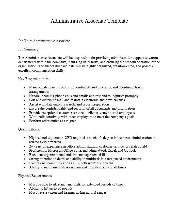Administrative Associate Template